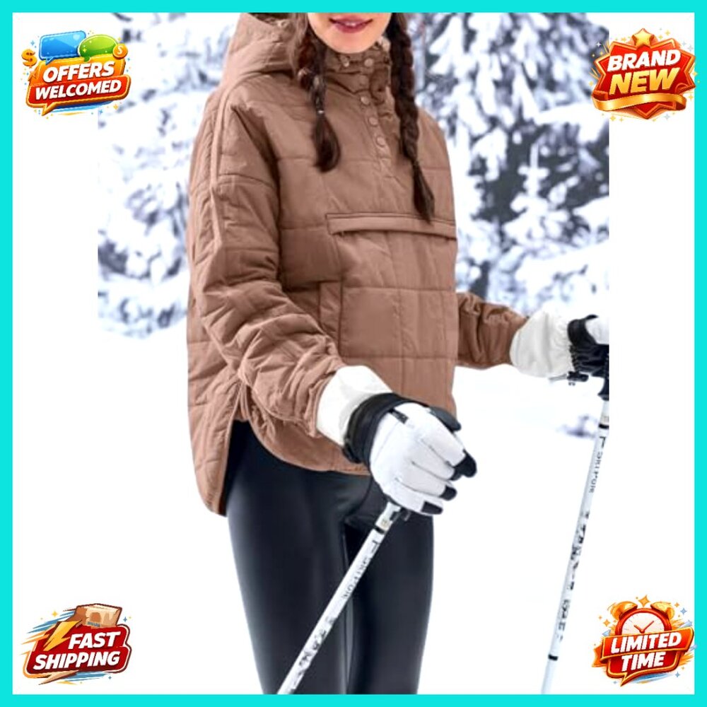 Oversized Puffer Jacket Quilted Pullover Hoodie L… - image 3